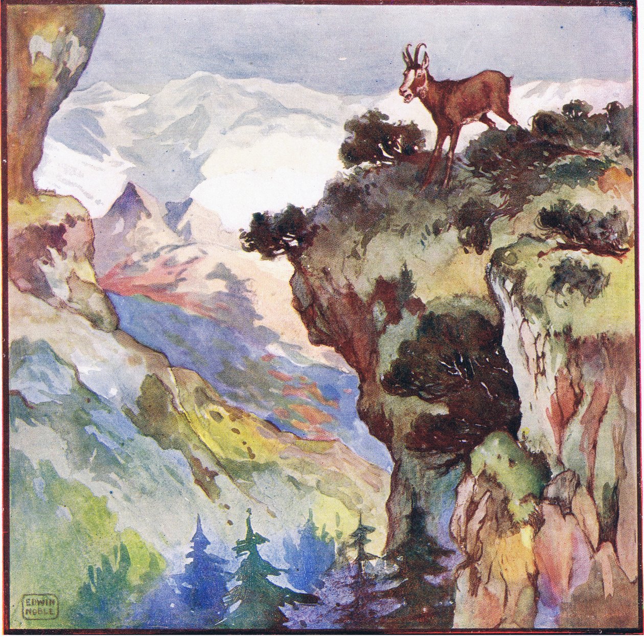 Jotta minulla olisi mahdollisuutta, minun on oltava valtavan kallion päällä, noin kaksituhatta jalkaa pääni yläpuolella (väri litho) tekijältä John Edwin Noble