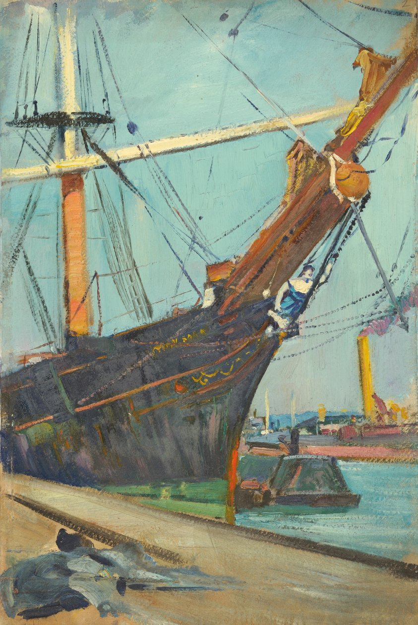 Purjelaiva, 1800-luvun loppu - 1900-luvun puoliväli (öljy paperille) tekijältä John Everett