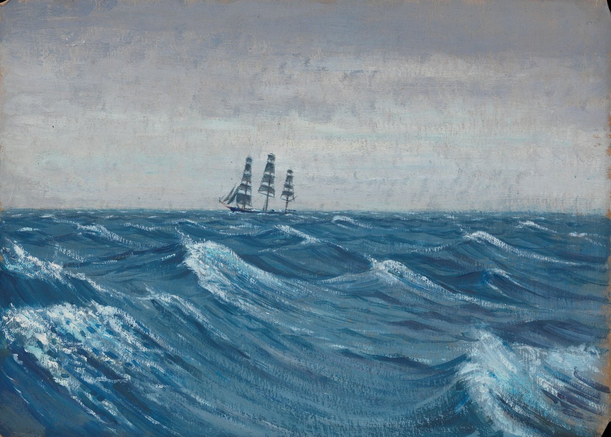 Purjelaiva, 1800-luvun loppu - 1900-luvun puoliväli (öljy paperille) tekijältä John Everett