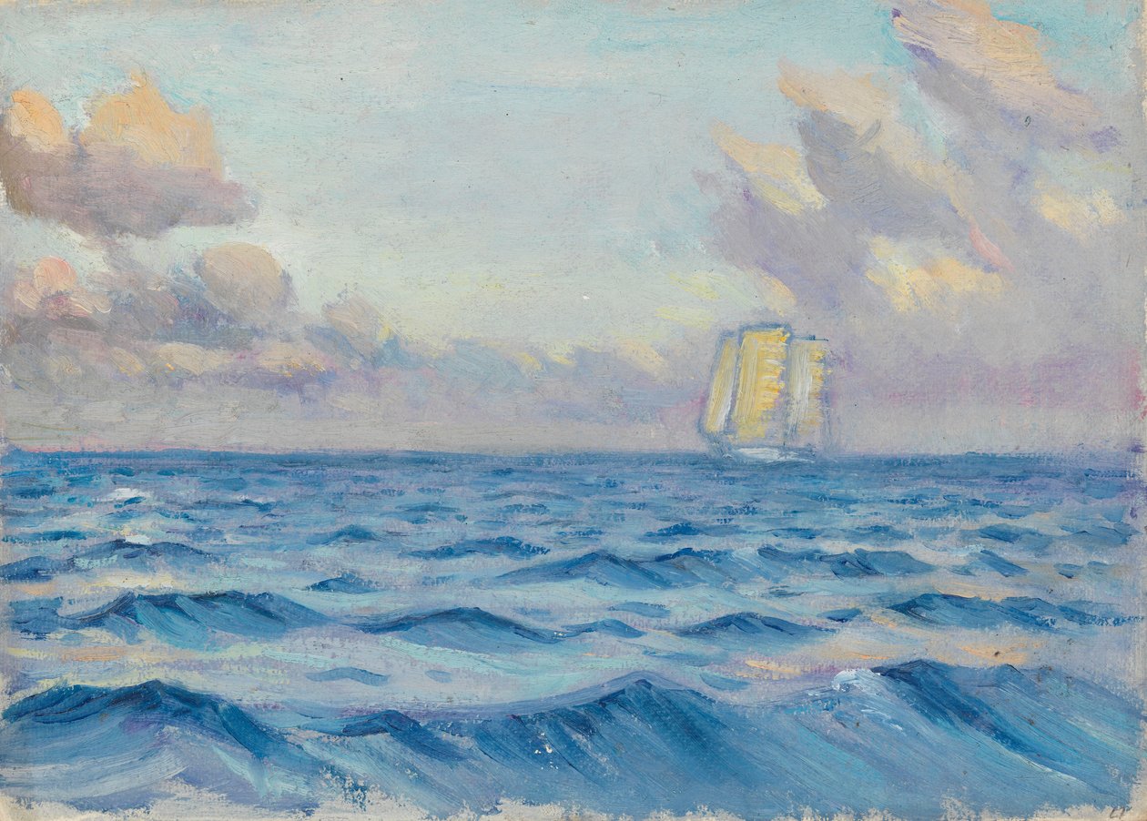 Purjelaiva, 1800-luvun loppu - 1900-luvun puoliväli (öljy paperille) tekijältä John Everett