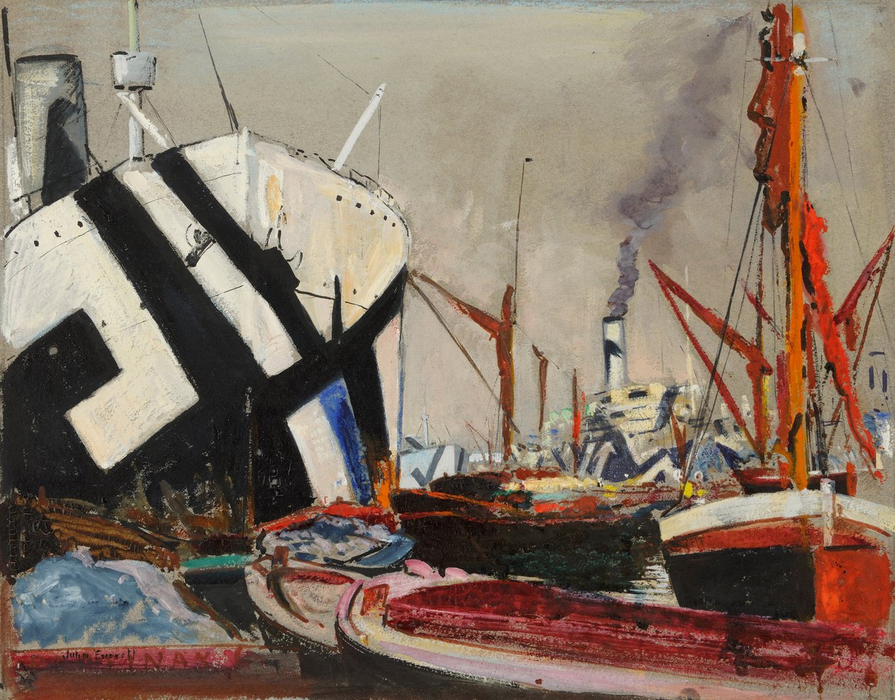 London Docks, 1800-luvun lopusta 1900-luvun puoliväliin (öljymaalaus) tekijältä John Everett