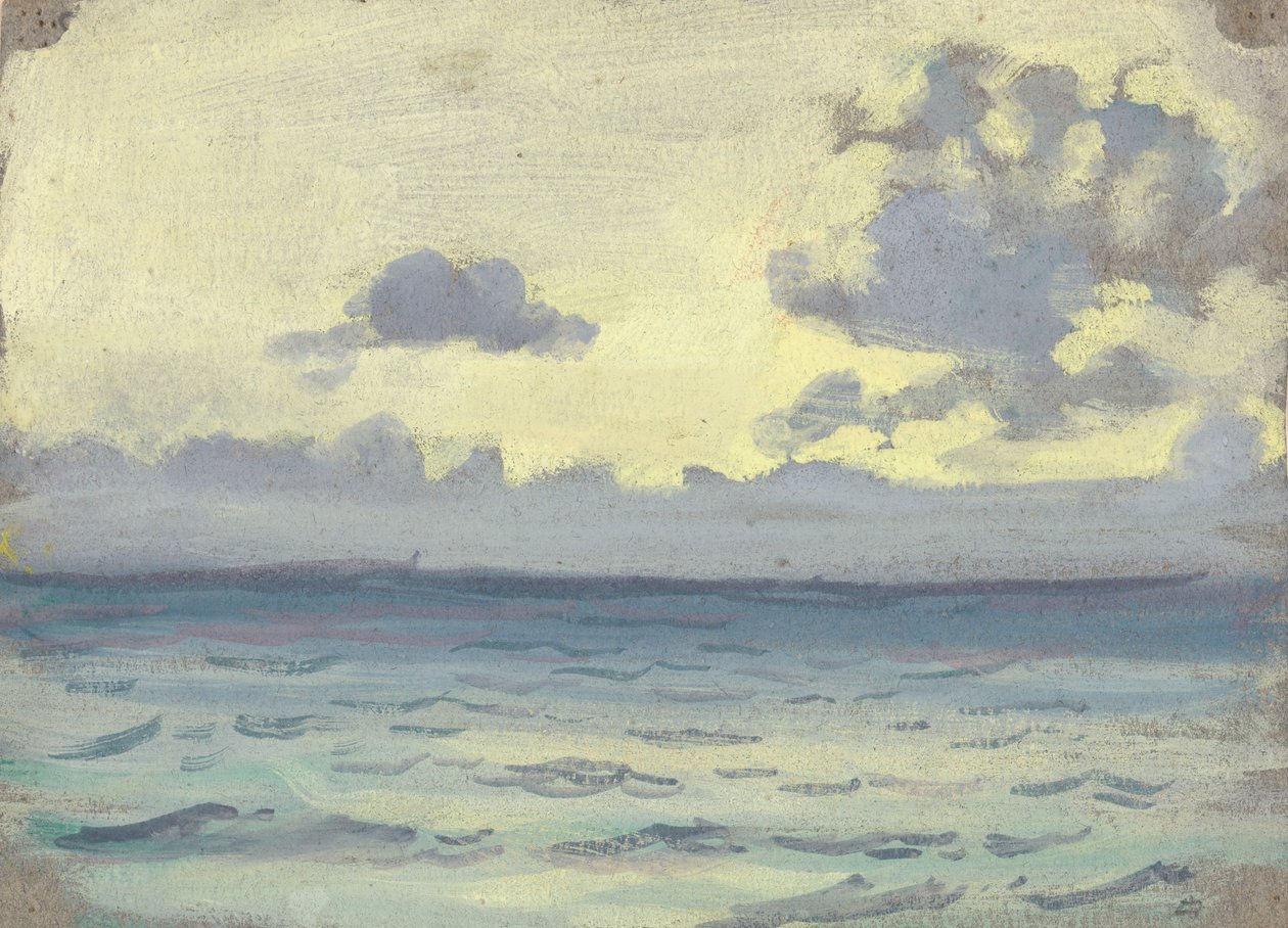Merimaisema, laivoja tyynellä horisontilla, 1800-luvun loppu - 1900-luvun puoliväli (akvarelli, grafiitti, paperi) tekijältä John Everett