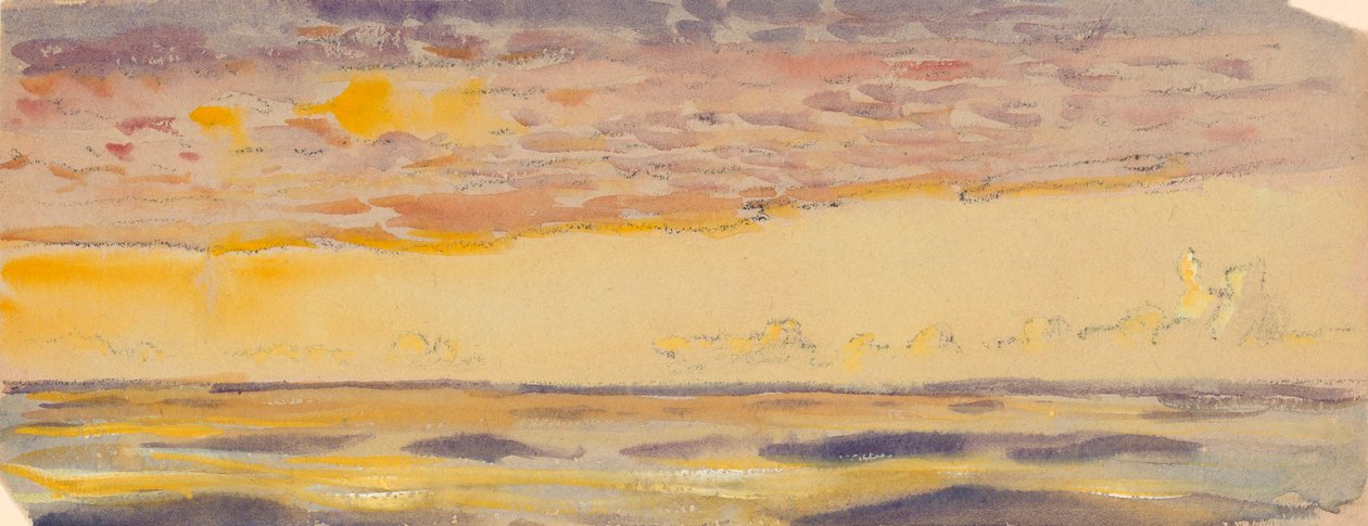 Merimaisema, keltainen meri ja violetit pilvet, 1800-luvun loppu - 1900-luvun puoliväli (akvarelli, pastelli) tekijältä John Everett