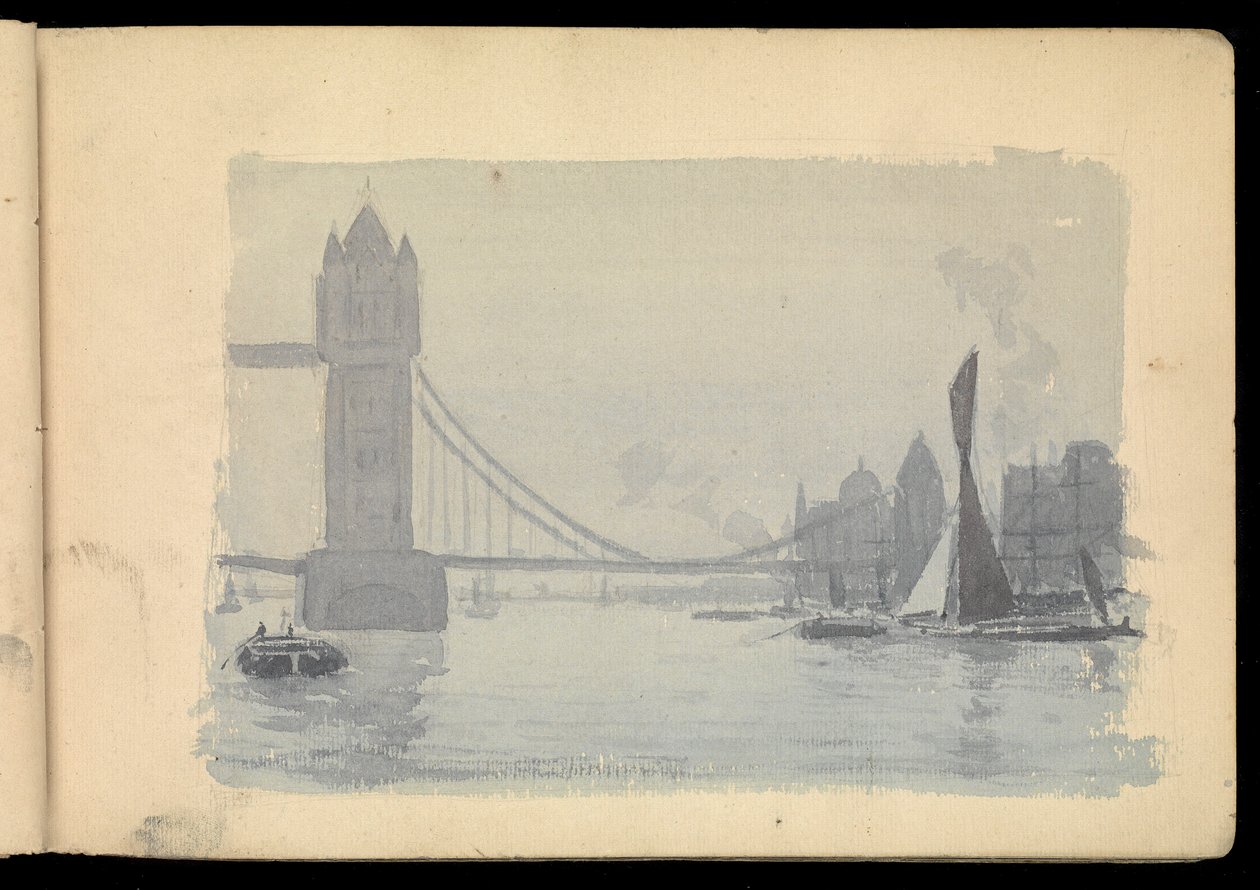 Thames London kohtaus, luonnoslehti tekijältä John Everett