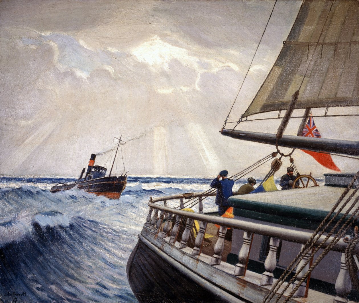 Iquique, matkalla Lontoon (Englanti) ja Sydneyn (Australia) välillä joulukuun ja huhtikuun 1899 välisenä aikana, ja hinaaja Warrior. tekijältä John Everett