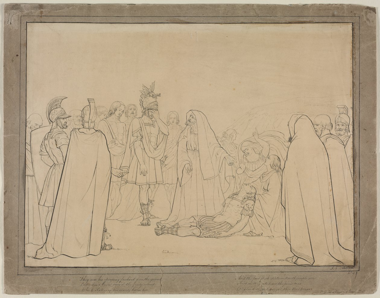 Aeneas näytti Pallaksen ruumiin Vergilius Aeneidista, 1843. tekijältä John Everett Millais