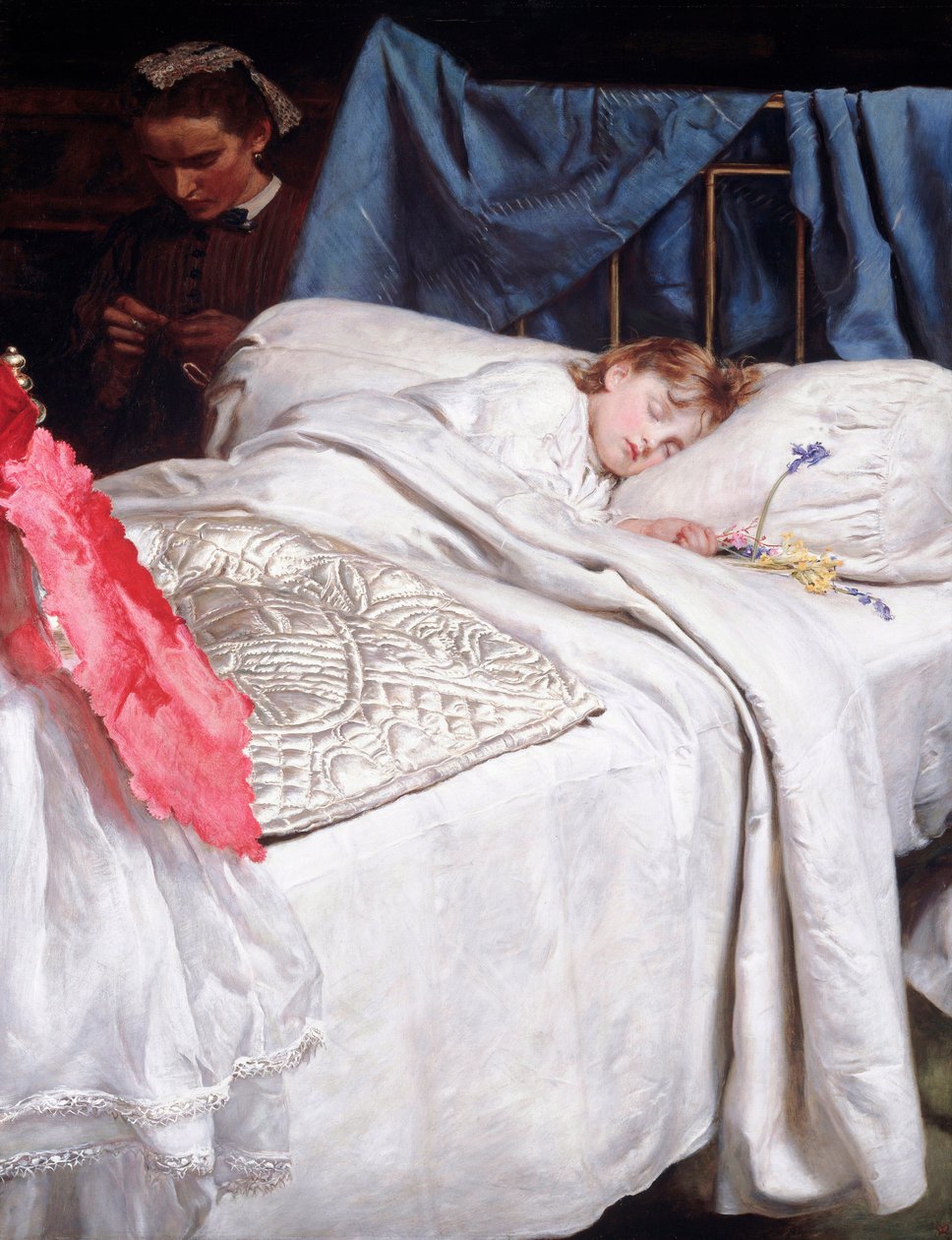 Nukkumassa. Noin 1865 (Öljy kankaalle) tekijältä John Everett Millais