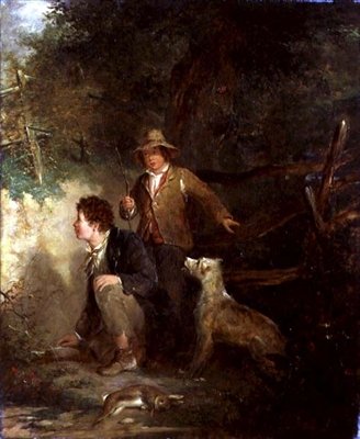 Boys Rabbiting (öljy kankaalle) tekijältä John Everett Millais