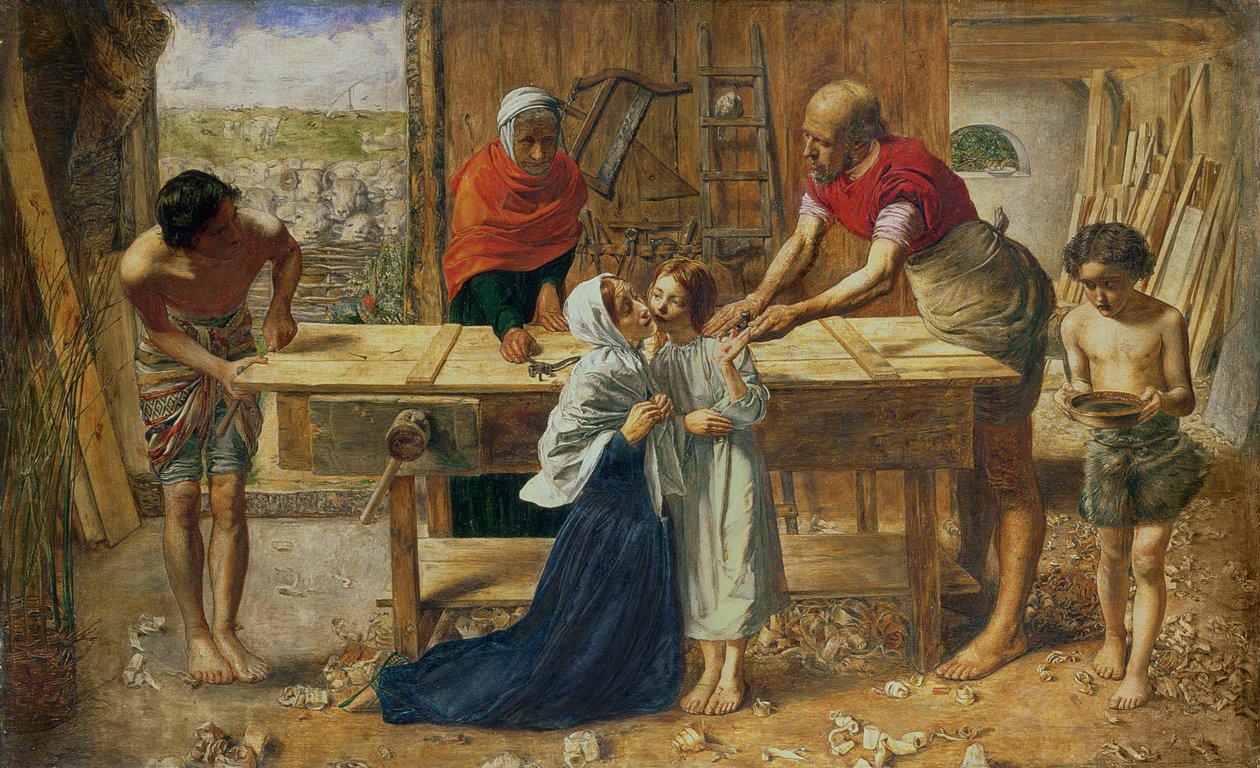 Kristus vanhempiensa talossa, 1863 tekijältä John Everett Millais