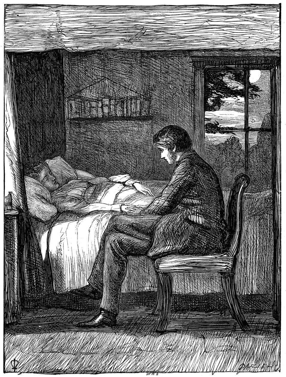 Kuvitus Owen Meredithin runoon Viimeiset sanat, 1860. tekijältä John Everett Millais