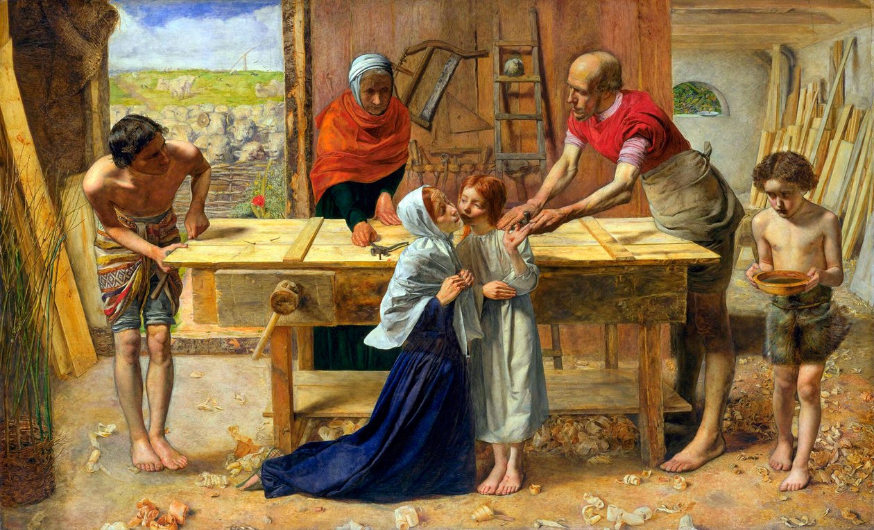 Jesus im Haus seiner Eltern (Die Werkstatt des Zimmermanns) tekijältä John Everett Millais