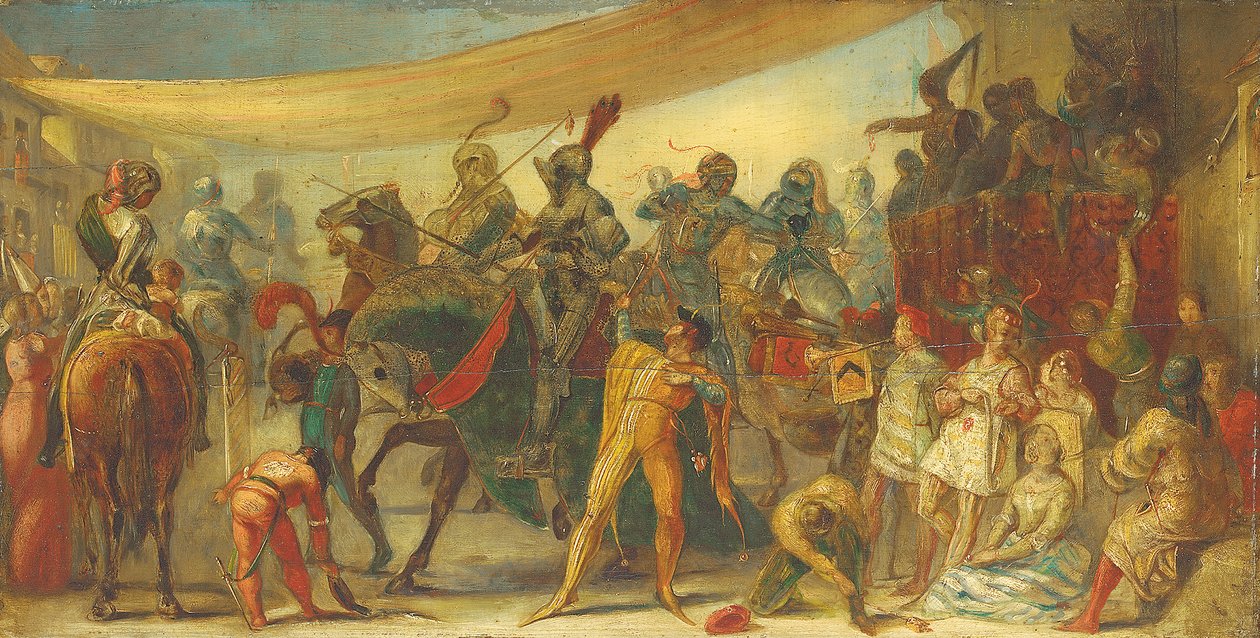 Ritarit valmistautuvat turnaukseen tekijältä John Everett Millais