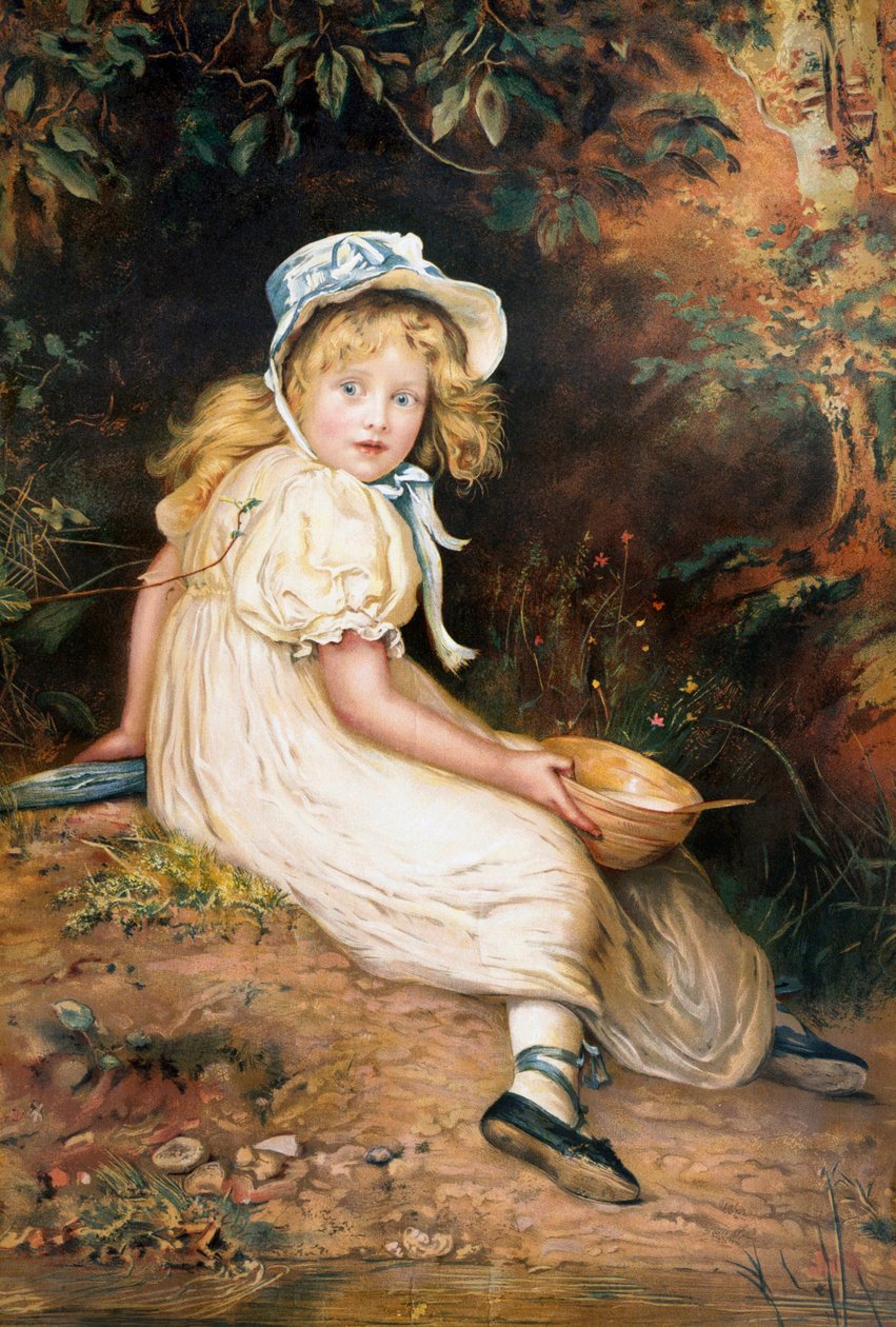"Pikku neiti Muffet". 1884 (öljy kankaalle) tekijältä John Everett Millais