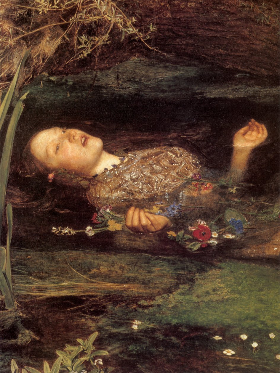 Ophelia, yksityiskohta tekijältä John Everett Millais