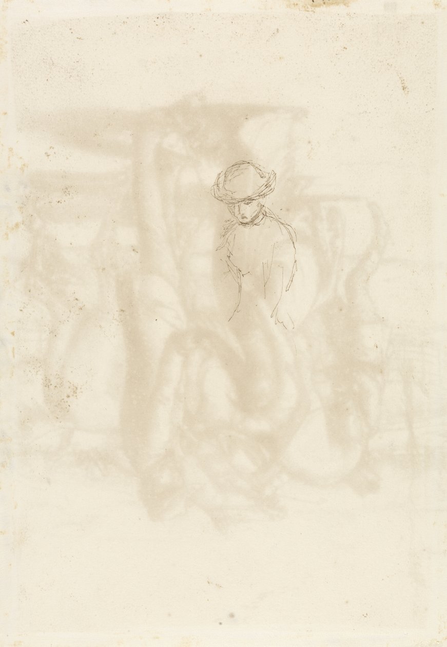 Hylätty, Verso: Luonnos naisesta, 1853 (kynä ja ruskea muste paperille) tekijältä John Everett Millais