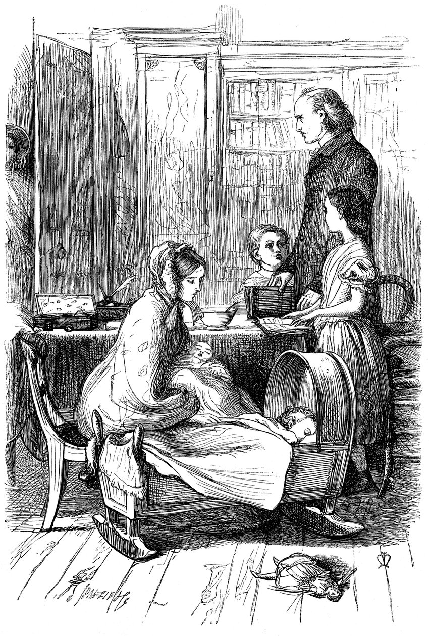 Kohtaus Anthony Trollopen Framleyn pappilosta, 1860. tekijältä John Everett Millais