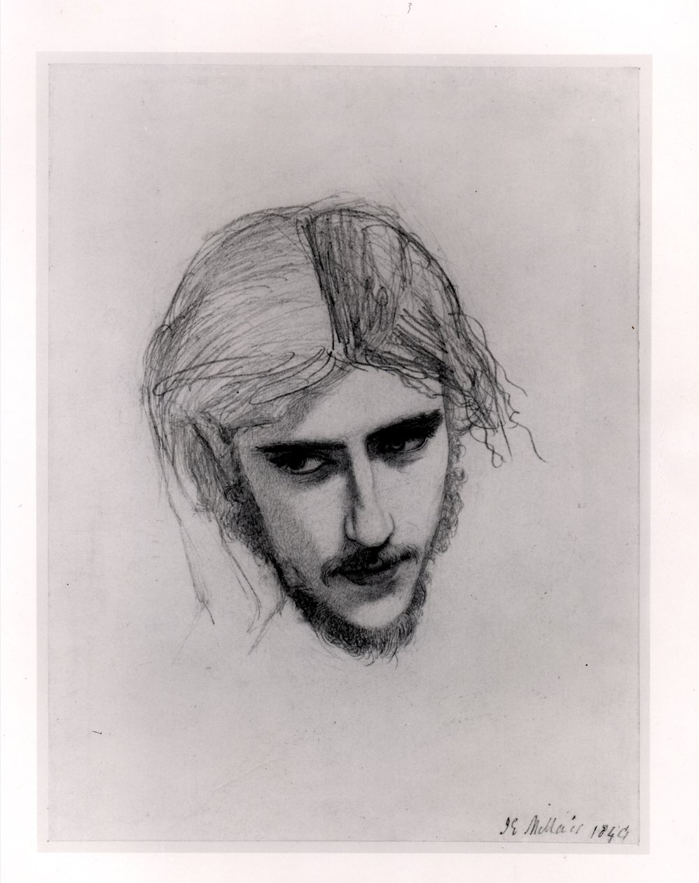 Tutkimus Ferdinandin päällikölle "Arielin houkuttelema Ferdinandi", 1849 (grafiitti paperille) tekijältä John Everett Millais