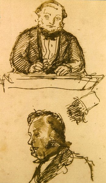 Huutokaupanpitäjä (kynä ja muste paperille) tekijältä John Everett Millais