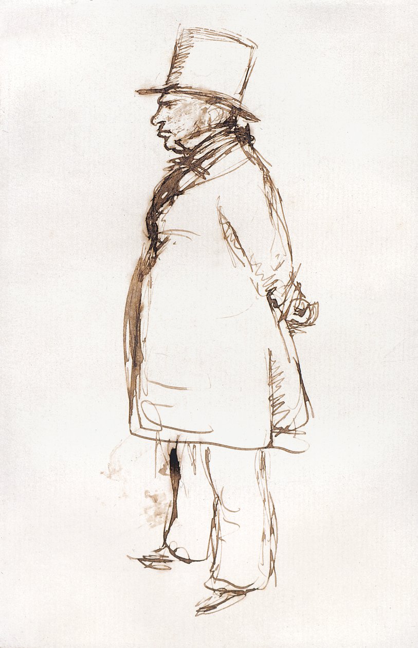 Turner on lakkauspäivä Royal Academyssa (kynä ja ruskea muste valkoiselle paperille) tekijältä John Everett Millais