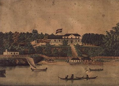 First Government House, Sydney, n. 1807 (akvarelli) tekijältä John Eyre