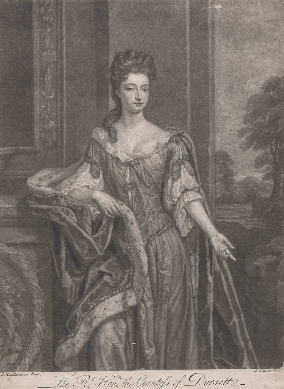 Hampton Courtin kaunottaret: The Right Honorable Mary, Dorsetin kreivitär tekijältä John Faber the younger