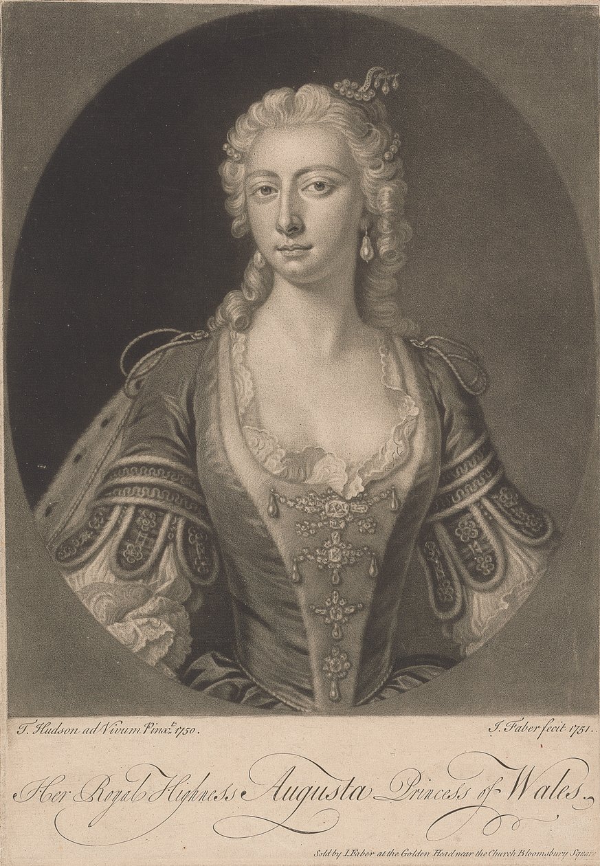 Hänen kuninkaallinen korkeutensa Walesin prinsessa Augusta, 1751 tekijältä John Faber the younger
