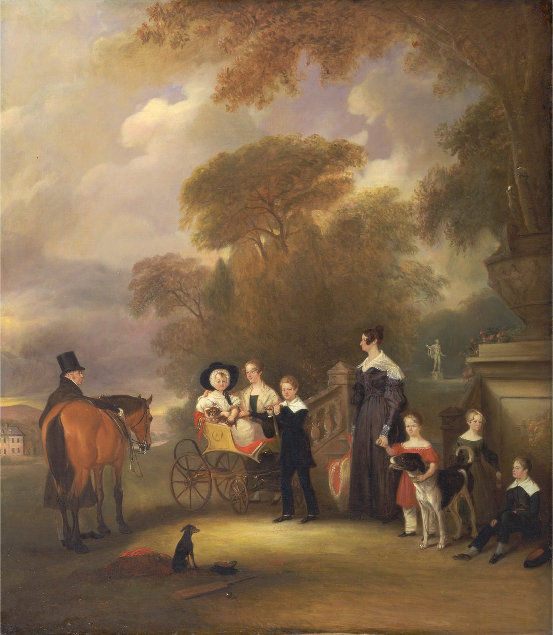 Pastori ja rouva Henry Palmer kuuden nuoremman lapsensa kanssa Withcote Hallissa, Near Oakhamissa, Leicestershiressä tekijältä John Ferneley