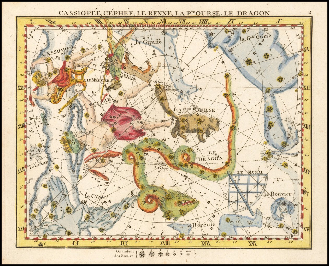 1776 - John Flamsteed - Cassiopee, Cehee, Le Renne, La Petite Ourse, Le Dragon (Cassiopea, Cepheus, Ursa Minor  Draco). tekijältä John Flamsteed