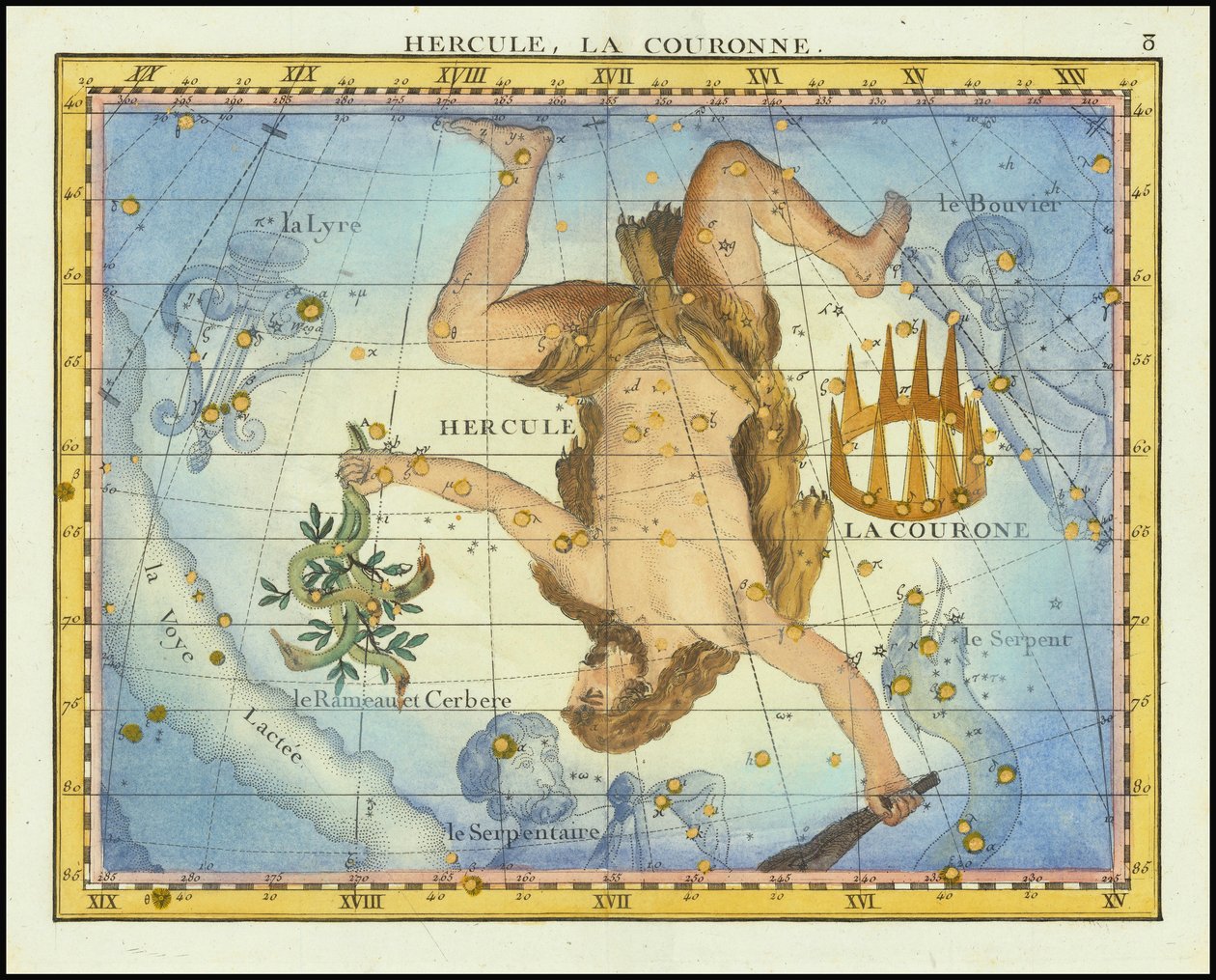 1776 - John Flamsteed - Hercules, La Couronne (Hercules ja kruunu) tekijältä John Flamsteed