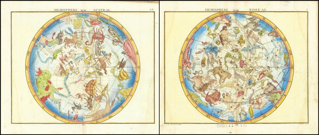 Hemisphere Austral et Hemisphere Boreal (Australinen ja boreaalinen pallonpuolisko) tekijältä John Flamsteed
