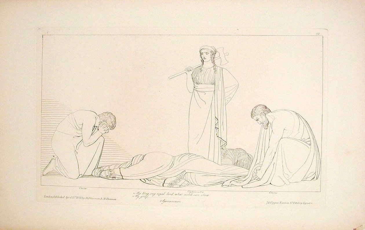 Klytaimnestra ja kuoro tekijältä John Flaxman