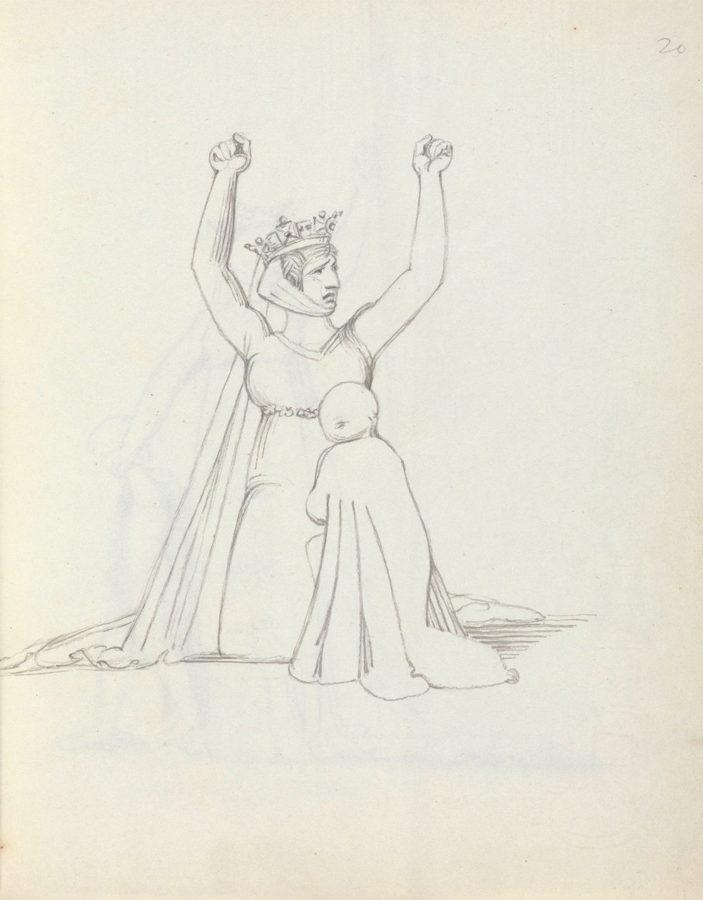 Mrs Siddons Constance, 1783 (kynä, muste ja pesu paperille) tekijältä John Flaxman