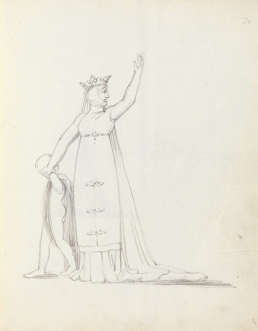 Mrs Siddons Constance lapsen kanssa, 1783 (kynä, muste ja pesu paperille) tekijältä John Flaxman