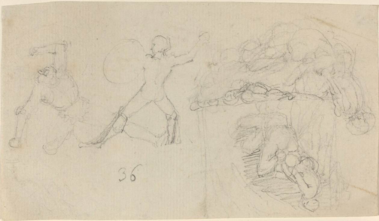 Arkki luonnoksia, mukaan lukien Two Warriors Fighting tekijältä John Flaxman
