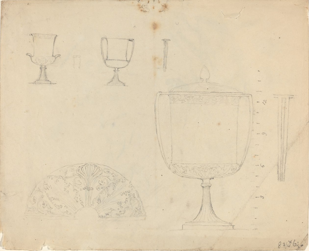 Tutkimusarkki [recto and verso] tekijältä John Flaxman