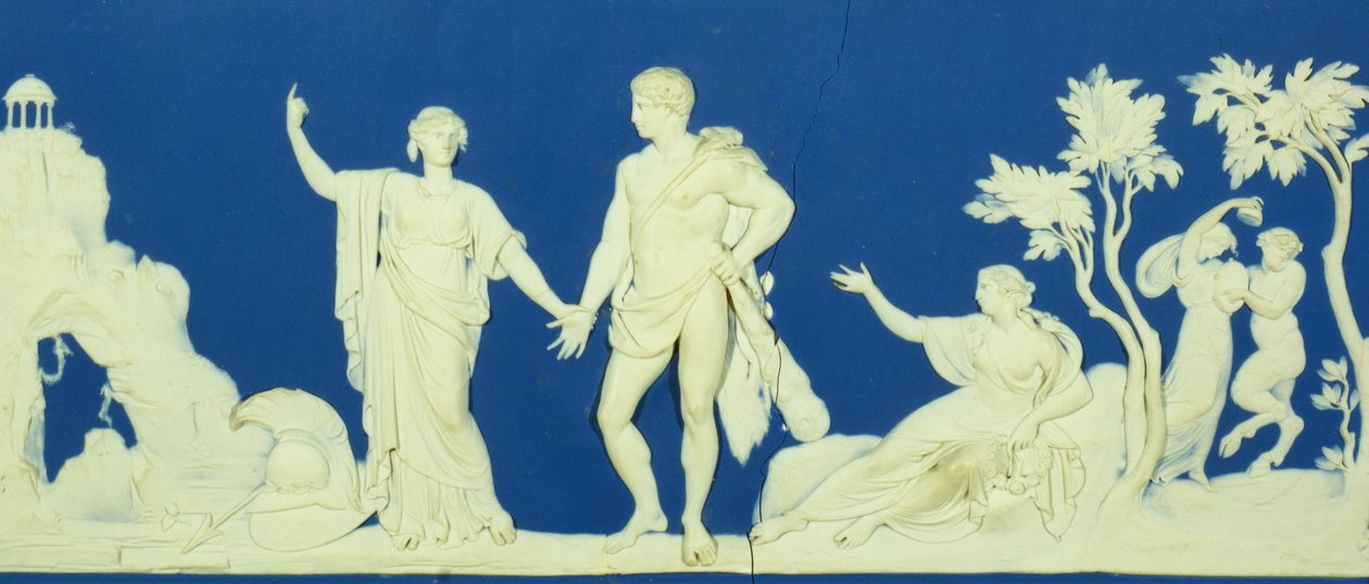 The Choice of Hercules, Wedgwoodin plakki (jasperware) tekijältä John Flaxman