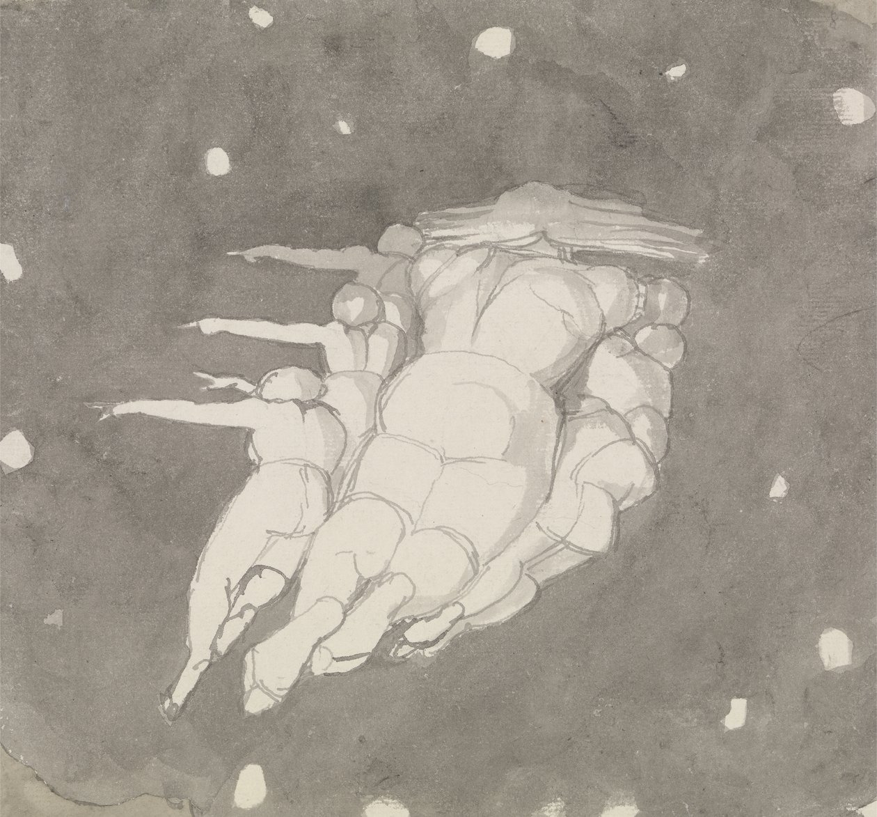 Taivaiden luominen, n. 1790 (kynä ja muste pesulla paperille) tekijältä John Flaxman