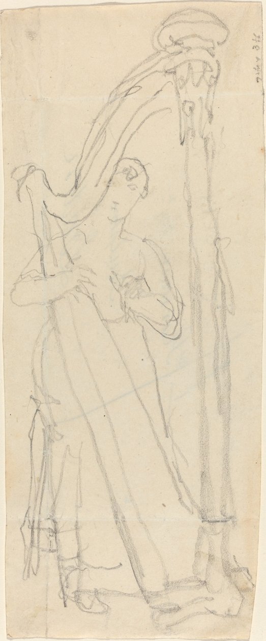 Nainen soittamassa harppua (Lavinia Banks?) tekijältä John Flaxman