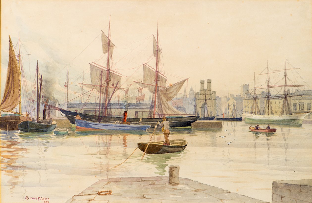 Dundeen laiturit valaanpyyntialuksilla tekijältä John Francis Pollock