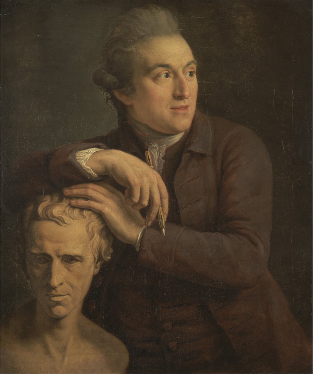 Joseph Nollekens Laurence Sternen rintakuvan kanssa tekijältä John Francis Rigaud