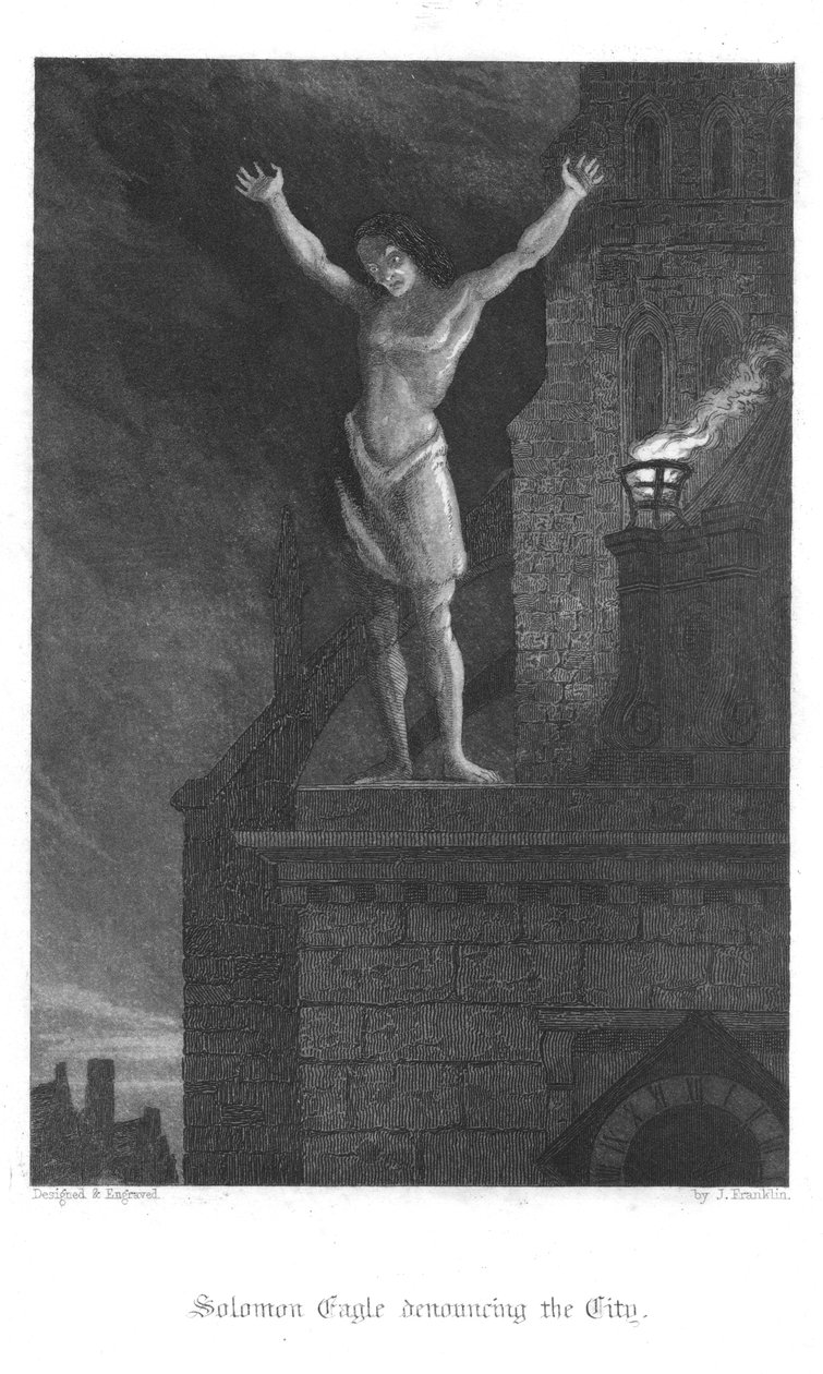 Kohtaus William Harrison Ainsworthin elokuvasta Old St Pauls, 1855 tekijältä John Franklin