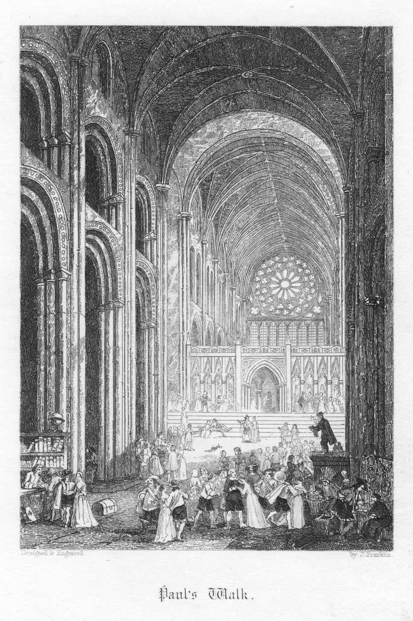 Kohtaus William Harrison Ainsworthin elokuvasta Old St Pauls, 1855 tekijältä John Franklin