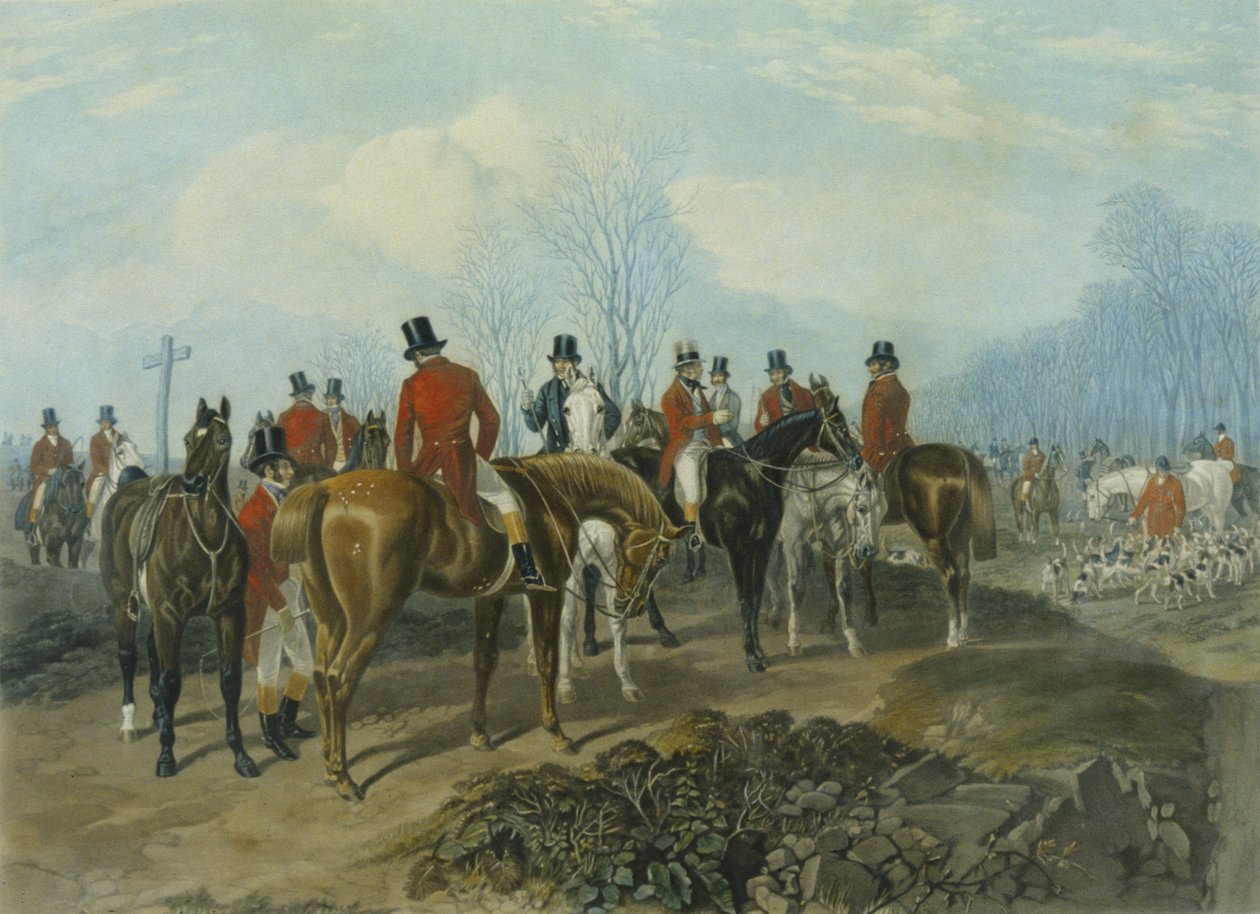 The Meet, kaiverrus Huffman ja Mackrill (värillinen kaiverrus) tekijältä John Frederick Herring Snr