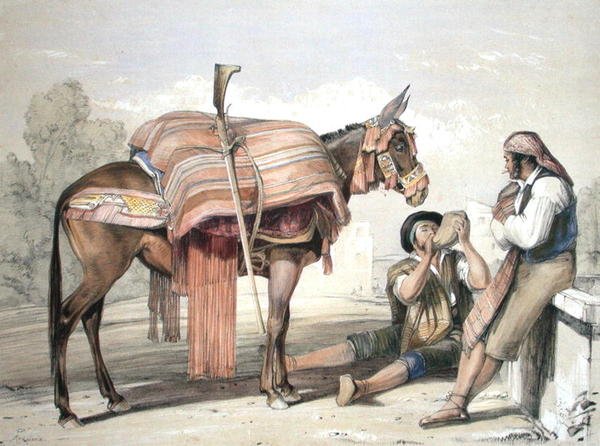 Kiertelevät talonpojat muulin kanssa, Andalusia tekijältä John Frederick (after) Lewis