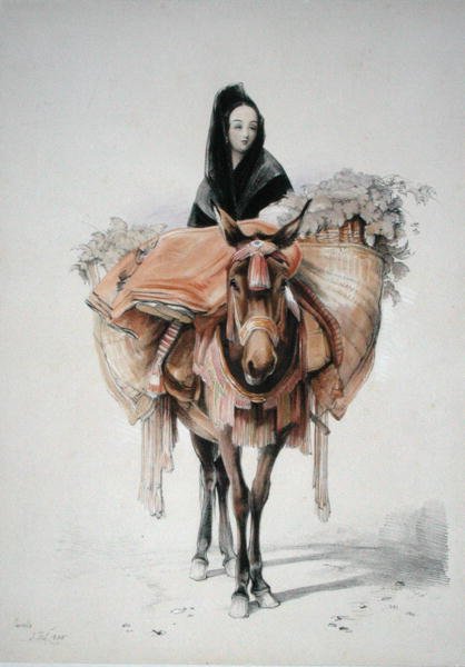 Sevilla 1835, kirjasta "Sketches of Spain", kaiverrus Charles Joseph Hullmandel (1789-1850), julkaistu 1836 (värilitho) tekijältä John Frederick (after) Lewis