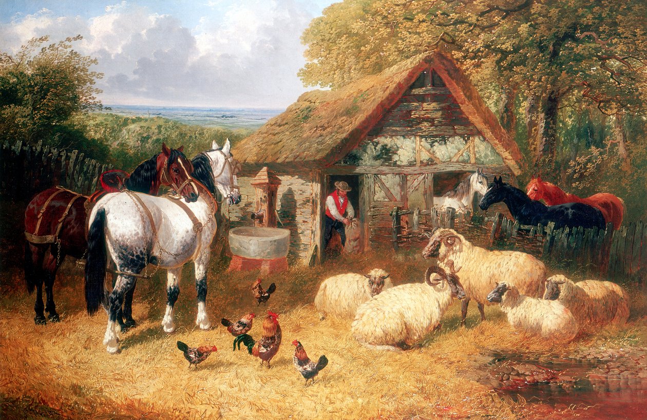 Maatilakohtaus, c1840-c1900 tekijältä John Frederick Herring II