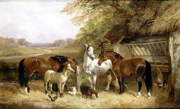 Maatilaeläimet maisemassa (öljy kankaalle) tekijältä John Frederick Herring Jnr