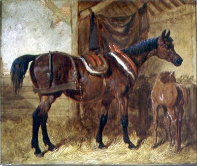 Vanha tamma ja varsa tallissa tekijältä John Frederick Herring Senior