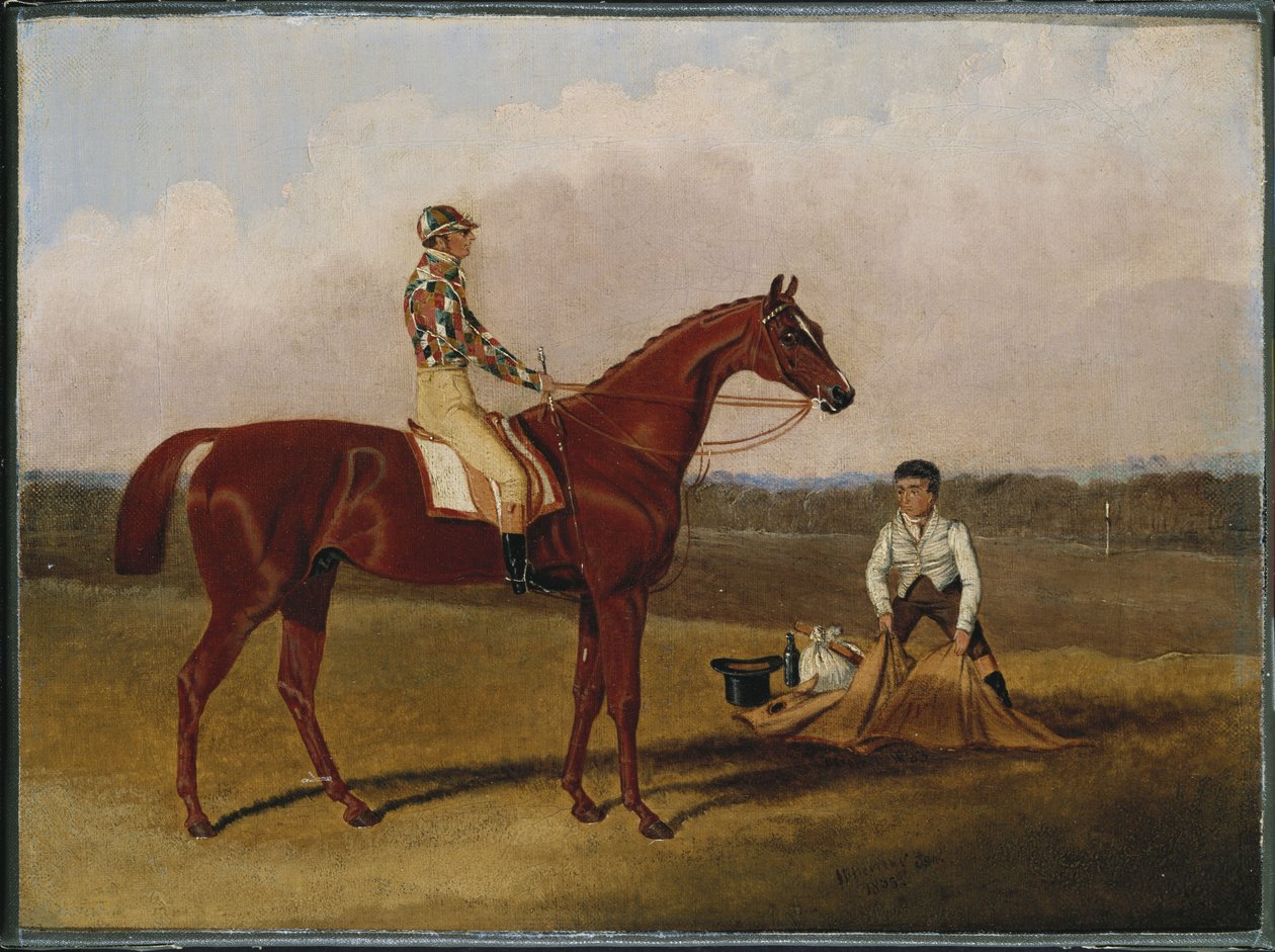 "Barefoot", kilpahevonen, Jockey Up and a Groom, 1835 tekijältä John Frederick Herring Senior