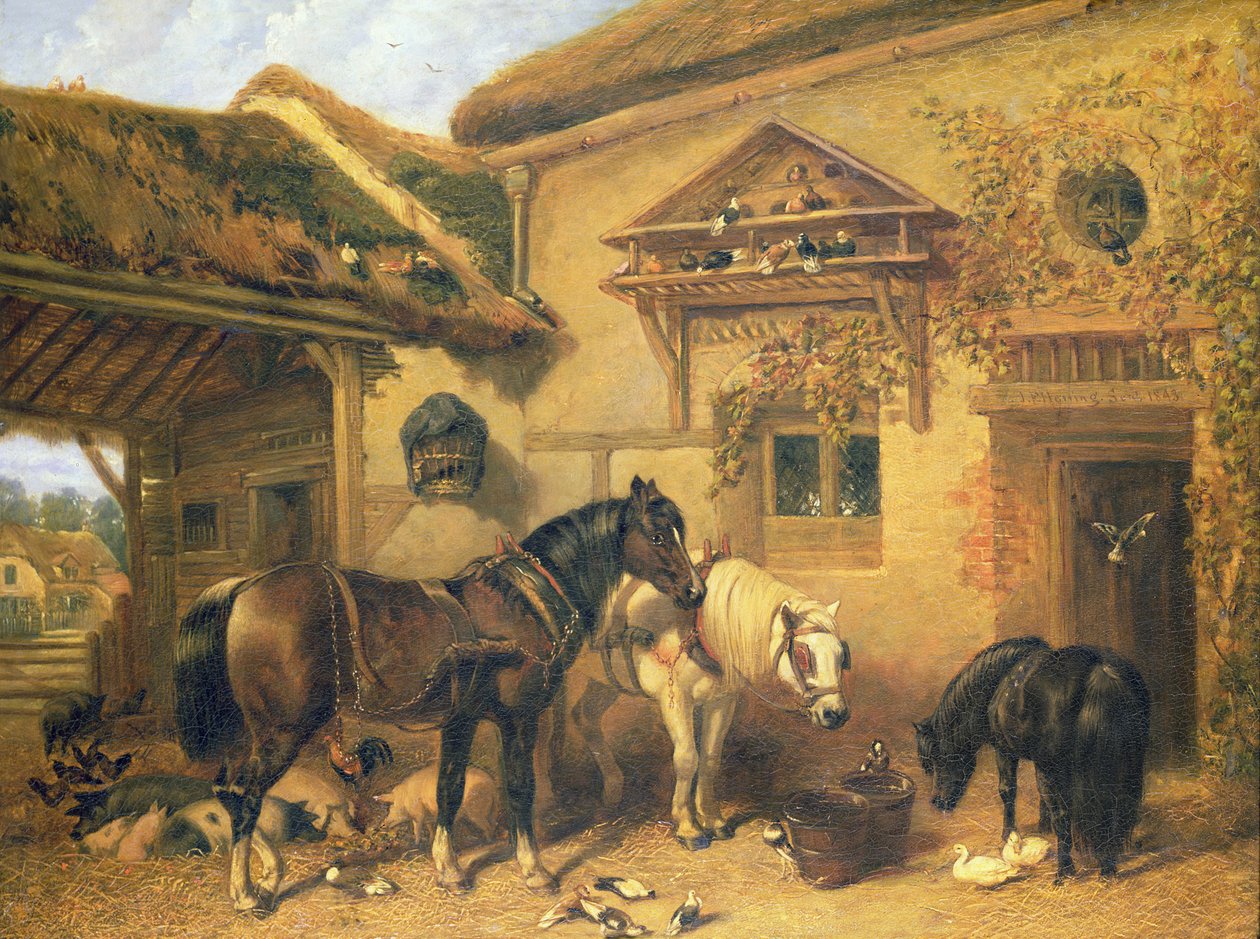Mökin ovi ja maalaistalo, 1843 tekijältä John Frederick Herring Senior